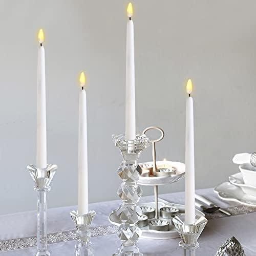 White Flameless Taper Candles with Remote Timer Set of 6 - Image 4