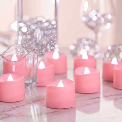Homemory 50-Pack Pink Flameless Battery Tea Light Candles, 200+ Hours by Homemory