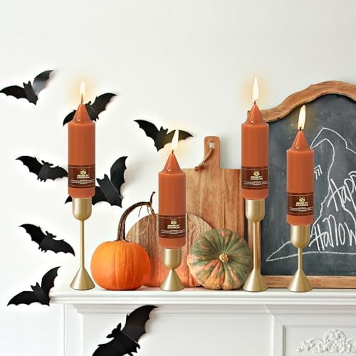 Pumpkin Orange Short Taper Candle Terra Cotta, 5 Inch Small Taper Candles, 4PCS Handmade Unscenteds Candlesticks for Festive Halloween Thanksgiving Day Fall Home Decor - Image 4