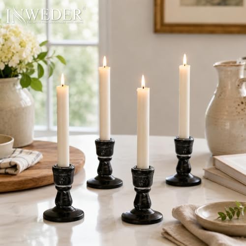 Wooden Taper Candle Holders: Rustic Farmhouse Decor, Set of 4 - Image 4