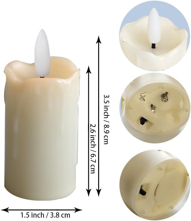 Battery Operated Flameless Votive Candle with Remote and Timer Ivory 6 Pack - Image 3