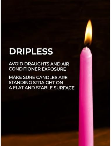 CANDWAX 8 inch Pink Taper Candles Set of 12 - Unscented Smokeless Dripless Tall Candlesticks - Perfect as Easter Candles and for Holidays, Ordinary Dinners and Special Occasions - Pink Candle Sticks - Image 4
