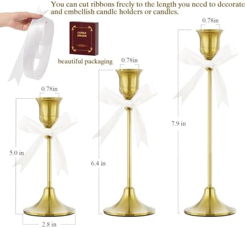 FSyueyun Brass Candle Holders Set of 3, Vintage Metal Candlestick Holders - Image 4