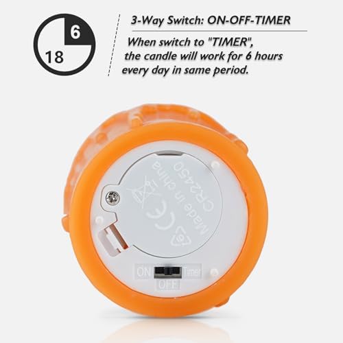 Rhytsing 2 inches Orange Flameless Votive Candles Real Wax Dripping Design, LED Faux Battery Operated Tealight Candles with Timer for Fall and Halloween, Batteries Included - Set of 4 - Image 5