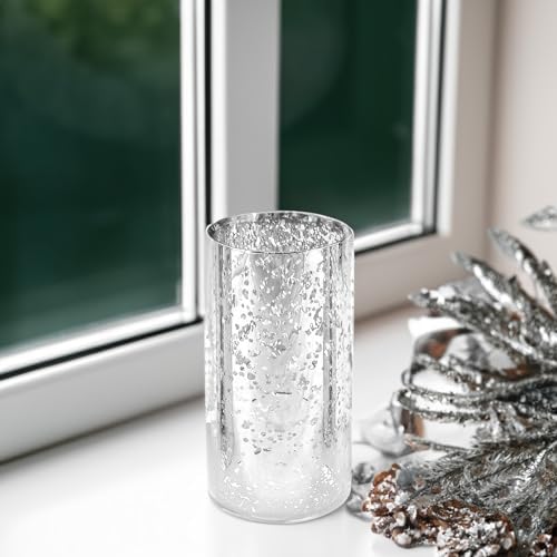 WGVI Hurricane Candle Holder Sleeve, W: 3", Ht: 6", Silver Speckled Glass Cylinder Open Both Ends, Chimney Tube Shade, 6 Pieces - Image 4