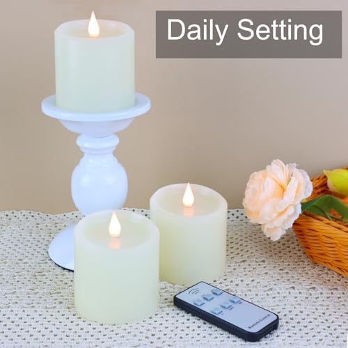 Flameless Candles with Timer, Flickering LED Candles Battery Operated with Remote, 3D Moving Flame, Real Wax 3" x 3" Electric Fake Candle for Home Party Decorations, 3 Pack - Image 6