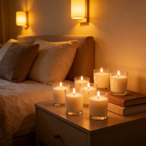 30 Pack Warm White Unscented Clear Glass Filled Votive Candles, Hand Poured Wax Candle Ideal Gifts for Spa Weddings Birthdays Holidays Party - Image 2