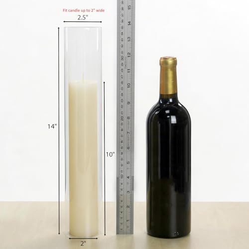 CYS EXCEL 6 PCS Glass Hurricane Tubes (H:14" D:2.5") - Fits Candles up to 2" Wide, Requires Holder Base 2.75" or Wider - Image 3