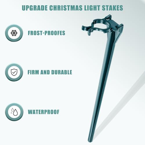 12 Inch Christmas Light Stakes Outdoor Lights Stake 50 Pack Universal Yard Lawn Stake for C6 C7 C9 Christmas Pathway Lights Holiday Light Stakes for Christmas Decorations Outdoor Garden Patio(Green) - Image 2