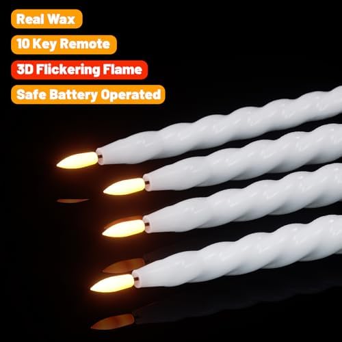 Wondise Flameless Taper Candles with Remote Timer White - Image 3