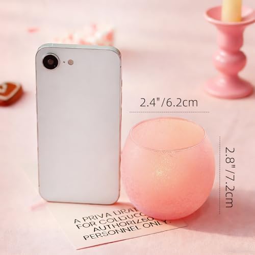 Blush Pink Glass Candle Holders Set of 4, Vintage Frosted Votive Candle Holders for Mother's Day, Romantic Tealight Candle Holders for Wedding Table Centerpieces, Aesthetic Pink Decor for Home Office - Image 2