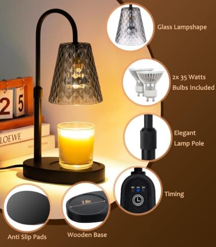 Candle Warmer Lamp with Timer - Electric Candles Wax Warmers Glass Lamps - Image 6