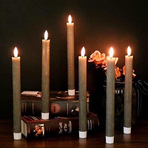 GenSwin Flameless Taper Candles LED Battery Operated Remote Timer Grey - Image 2