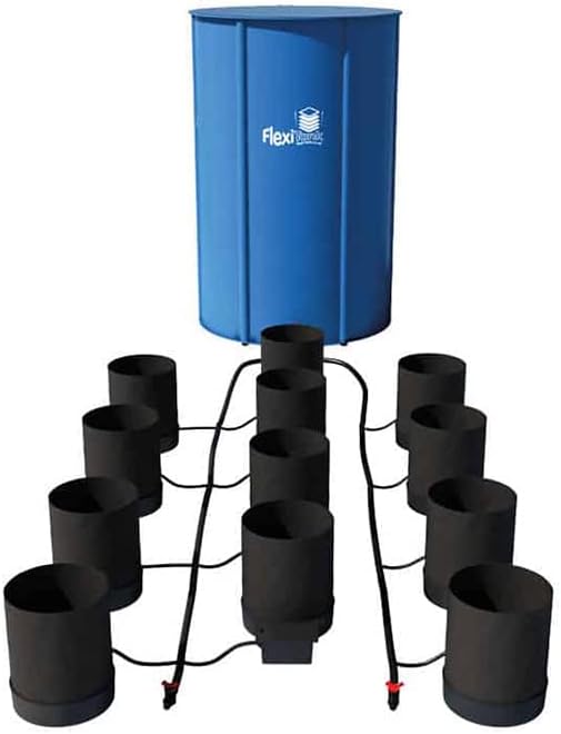 AutoPot 12 Pot GeoPot System with 3 Gallon Fabric Pots - Self-Watering, Gravity Fed Hydroponic System (12Pot with 60 gal Flexi Tank) Indoor, Black