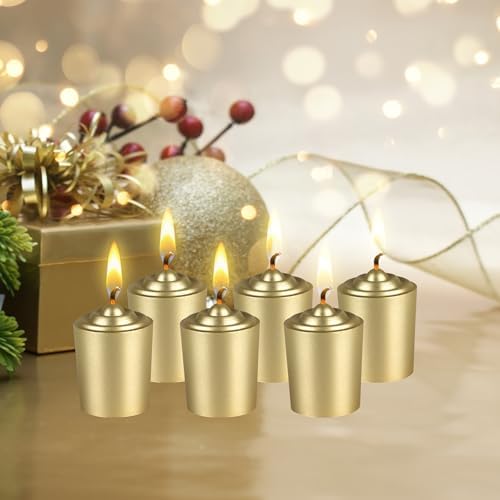 Mega Candles 12 pcs Unscented Gold Votive Candles, Hand Poured Wax Candle 15 Hours 1.5 Inch x 2.25 Inch, Home Décor, Wedding Receptions, Centerpieces, Occasions, Events, Festivities, Meditations - Image 4