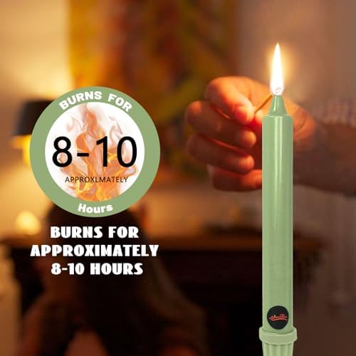 NJAO HOO Light Green Candlesticks 8 Inch Unscented Taper Candle Dripless Handmade Colored Candles for Home Decor Dinner Table Kitchen and Bedroom, 4 Pack - Image 5