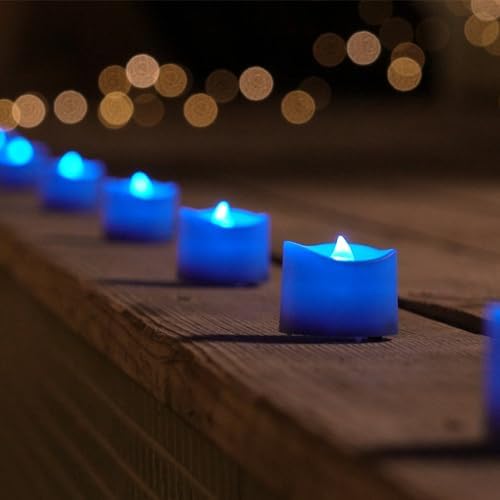Homemory 24-Pack Blue Flameless Battery Tea Light Candles, 200+ Hours - Image 2