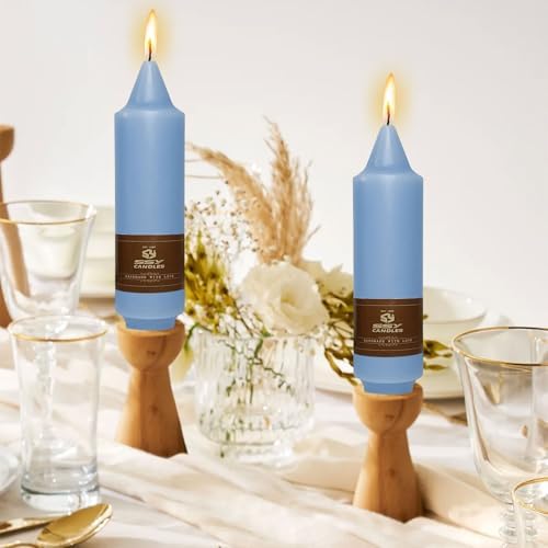 NJAO HOO Grey Blue Short Taper Candle 5 Inch Candlesticks Unscented Dripless Tapered Candle Set for Home Decor Wedding Party Dinner Candles, 4 Pack - Image 5
