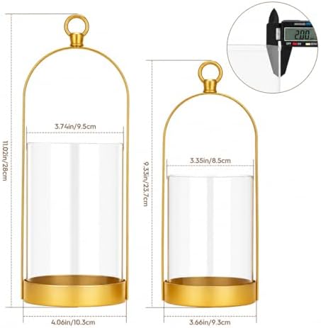 Gold Hurricane Candle Holder, Versatile Metal Candle Holder with Thick Glass Shield for Pillar Candles, Plants, Decorative Candle Lantern for Thanksgiving Christmas Party Table Centerpiece - Image 2