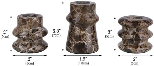 Vixdonos Marble Candle Holder Set of 3 Taper Candle Candlestick Mantle Candle Stand for Home Decor,Wedding,Party and Table Centerpieces(Brown) - Image 2
