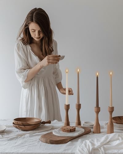 10 Inch Mocha Beige Taper Candles-Dripless Unscented Fall Tapered Candle Smokeless Candlestick Long Slow Burning 8 Hours Tall Sticks for Christmas Wedding Dinner Parties 12 Pack - Image 5