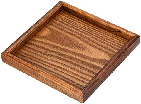 PATIKIL Wood Serving Tray 7 Inch, Square Decorative Platter for Home Decor Kitchen Table Candle Holder, Brown by PATIKIL