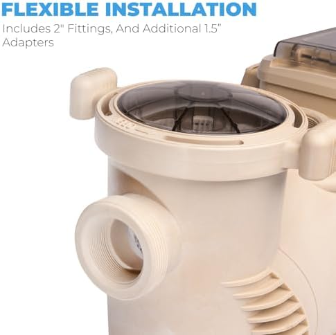 XtremepowerUS SuperFlow Variable Speed High-Flo Pool Pump In-Ground Swimming Pool Energy Efficient 230V, 1-1/2” & 2” Adapter Build-in Timer (1.75, Horsepower)
