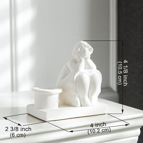White Candle Holder, Handmade Ceramic Girl Candlestick Holders, Taper Candlelight Stand for Home Decor, Table Centerpiece and Coffee Table Decor - Image 4