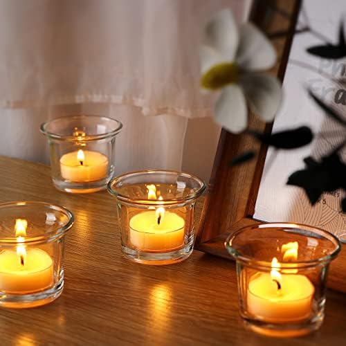 Letine Tealight Candle Holder Set of 12- Clear Glass Votive Candle Holders Bulk for Valentine's Day Decorations, Wedding, Party & Home Decor - Image 4
