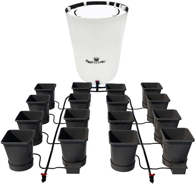 AutoPot 16 Pot XL System with 6.6 Gallon Plastic Pots and 60 Gallon PRO FlexiTank - Self-Watering, Gravity-Fed Hydroponic System (16PotXL - 6.6 Gallon - 60 Gallon PRO FlexiTank) Indoor, Black