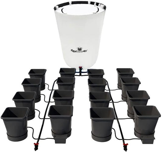 AutoPot 16 Pot XL System with 6.6 Gallon Plastic Pots and 60 Gallon PRO FlexiTank - Self-Watering, Gravity-Fed Hydroponic System (16PotXL - 6.6 Gallon - 60 Gallon PRO FlexiTank) Indoor, Black