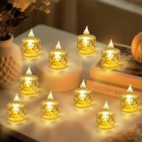 24pcs Flameless Candle Battery Operatted, Led Crystal Candle Lights, 100+Hours Fake Electeic Tealight Candles for Votive Valentines Anniversary Wedding Christmas Table Decorations by Unknown