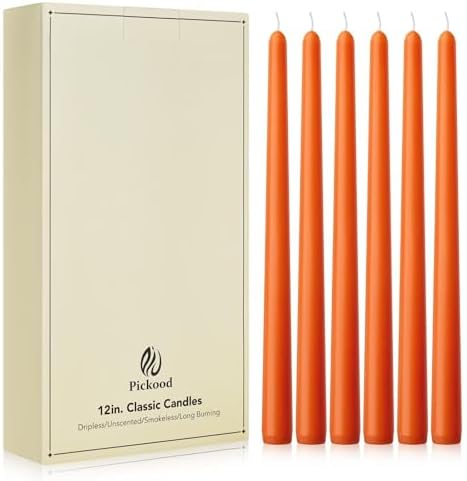 New Burning Formula Unscented Dripless 12-Inch Taper Candles Set of 12 - Orange, for Wedding, Dinner - Smokeless, Long Burning - Hand Poured, Colored Tall Candlesticks - Naranja by Unknown