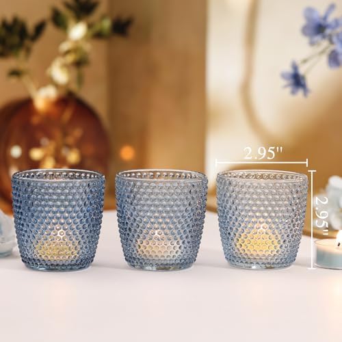 Volens Colored Blue Votive Candle Holder 12pcs Glass Tealight Candle Holder - Image 2