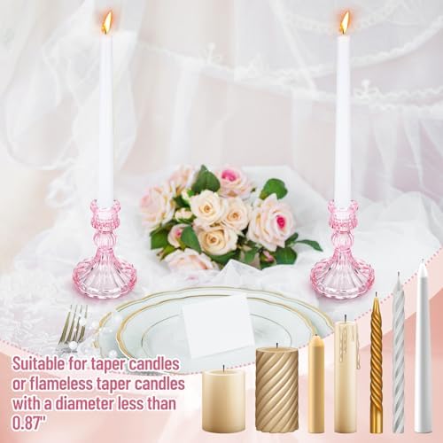 Maxcheck Set of 6 Glass Taper Candle Holders,Pink - Image 5