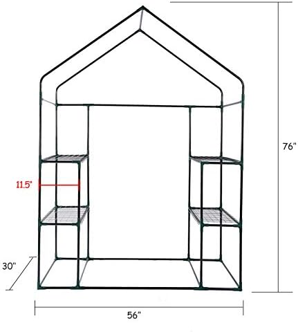 56x30x76 Portable Walk-in Greenhouse for Outdoors, Plant House with Shelves - Image 6