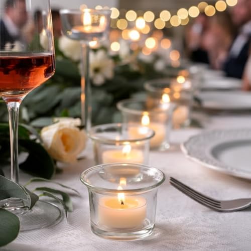 Letine 72-Pack Clear Glass Tealight Candle Holders - Thick Sturdy Votive/Tealight Holders Bulk for Wedding, Party, Home Decor | Perfect Replacement for Wall Sconces, Candelabras & Fireplace Screens - Image 5