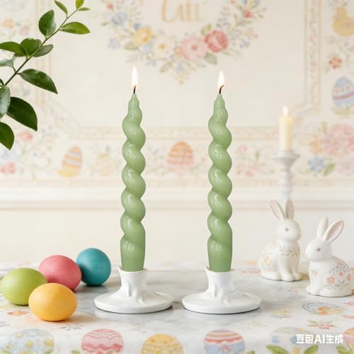 7.5 Inches Spiral Taper Candles Colorful Twisted Candle Dripless Long Candles, Handmade Candlesticks for Wedding Dinner Decor, Set of 4(Green) - Image 5