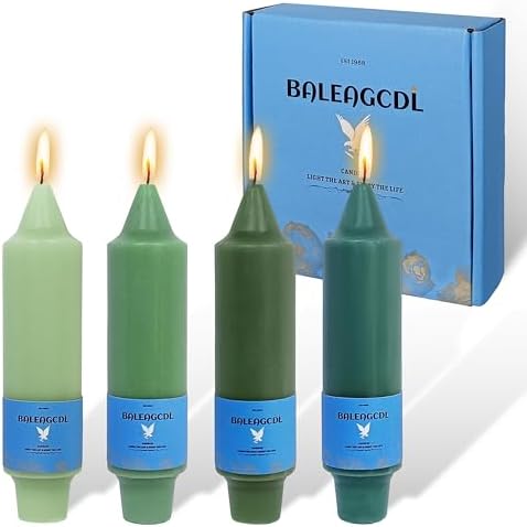 Unscented Dripless Taper Candles Gradient Green 5INCH Smokeless Short Taper Candlesticks for Dinner Weddings Birthday Party Home Décor by YUKCAXDLS