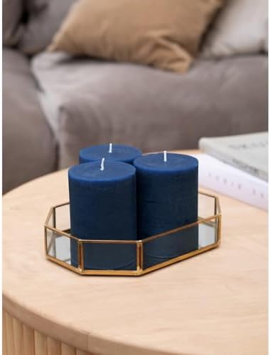 CANDWAX 3x4 inch Pillar Candles Set of 3 – Unscented Dripless Rustic Dark Blue Candles for Room Decor, Weddings, Centerpieces - Image 4