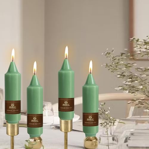 Sage Green Short Taper Candle 5 Inch Candlesticks Unscented Dripless Tapered Candle Set for Home Decor Wedding Party Dinner Candles, 4 Pack - Image 6