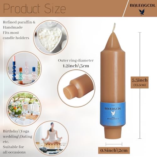5 Inch Light Brown Unscented Short Taper Candles 4 Pcs - Image 3