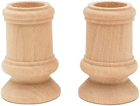 Wooden Candle Cups Classic-Style, 2-1/2 inch with 7/8 inch Taper Candle Hole, Set of 12 Ufinished Candlesticks, by Woodpeckers by Woodpeckers