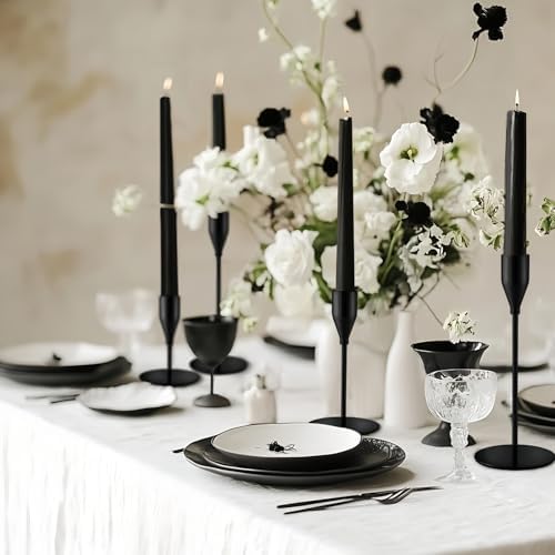 Black Candlestick Holders, Metal Taper Candle Holders, Set of 6 - Image 5