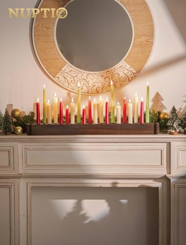 NUPTIO Taper Candle Holders Wood: Wooden Candelabra Long Candles Stick Centerpieces - Farmhouse Candlestick Holder 20 arm for Birthday Party Fireplace Table Decor 30 Inches - Image 4