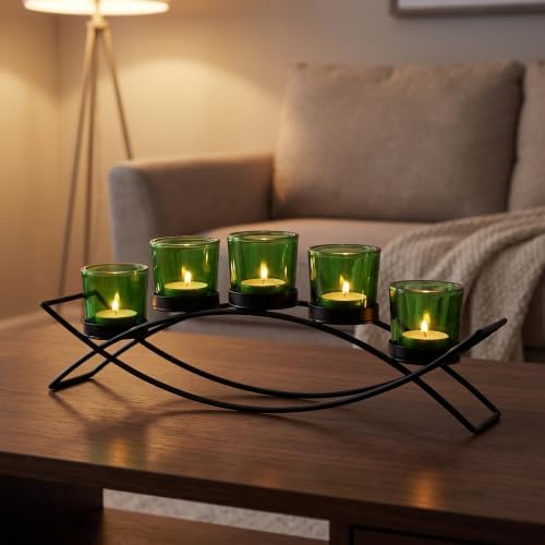 Seraphic Candle Holders for Table Centerpieces, Dining Room Decor, Green - Image 2