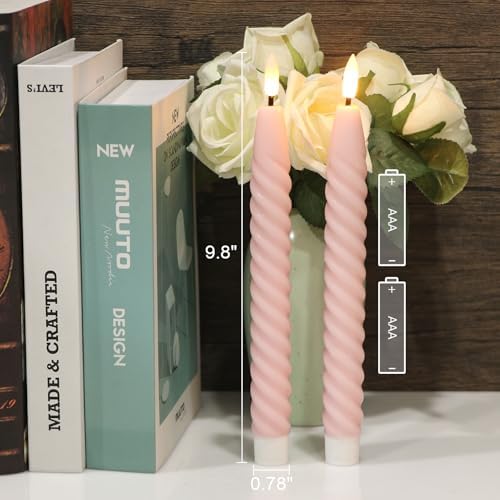 Pink Flameless Taper Candles Flickering with Remote Timer - Image 6