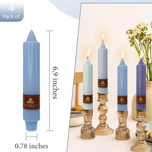 Smokeless Candlesticks Unscented Taper Candles Gradient Blue Dinner Candle 7 inch 4 PCS Candles Sticks for Home Holiday Wedding Party Decoration - Image 4