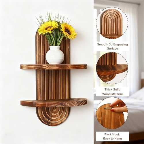 Artilady Boho Shelf Wall Decor, Wood Trinket Shelves for Storage Display - Image 4