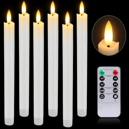 HINZER 6Pcs Flameless Taper Candles with Remote, Fall Home Wedding Decor by HINZER